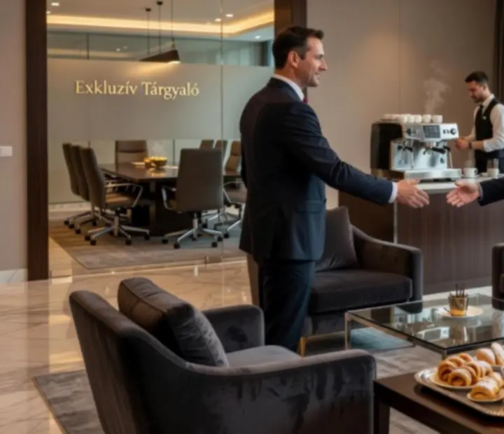 Prémium business lounge finom vendéglátással és elegáns ülőbútorokkal